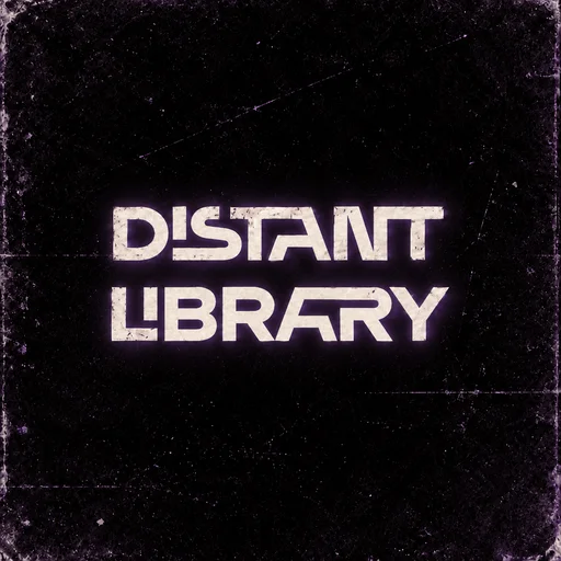 Distant Library emblem with weathered violet light